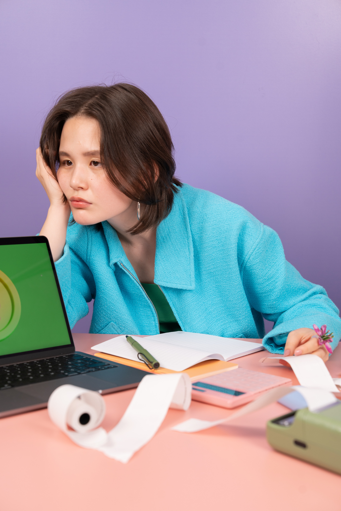 Playful Finance Still Life Woman Managing Her Finances